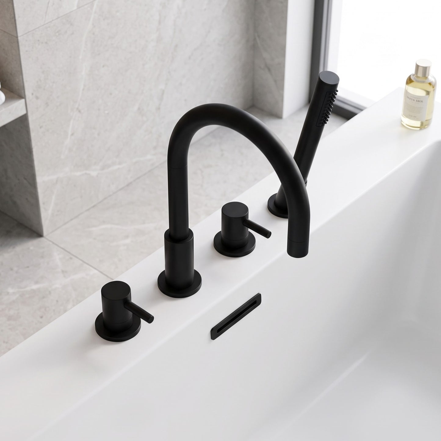 Fairford Element Matt Black 4 Hole Bath Shower Mixer
