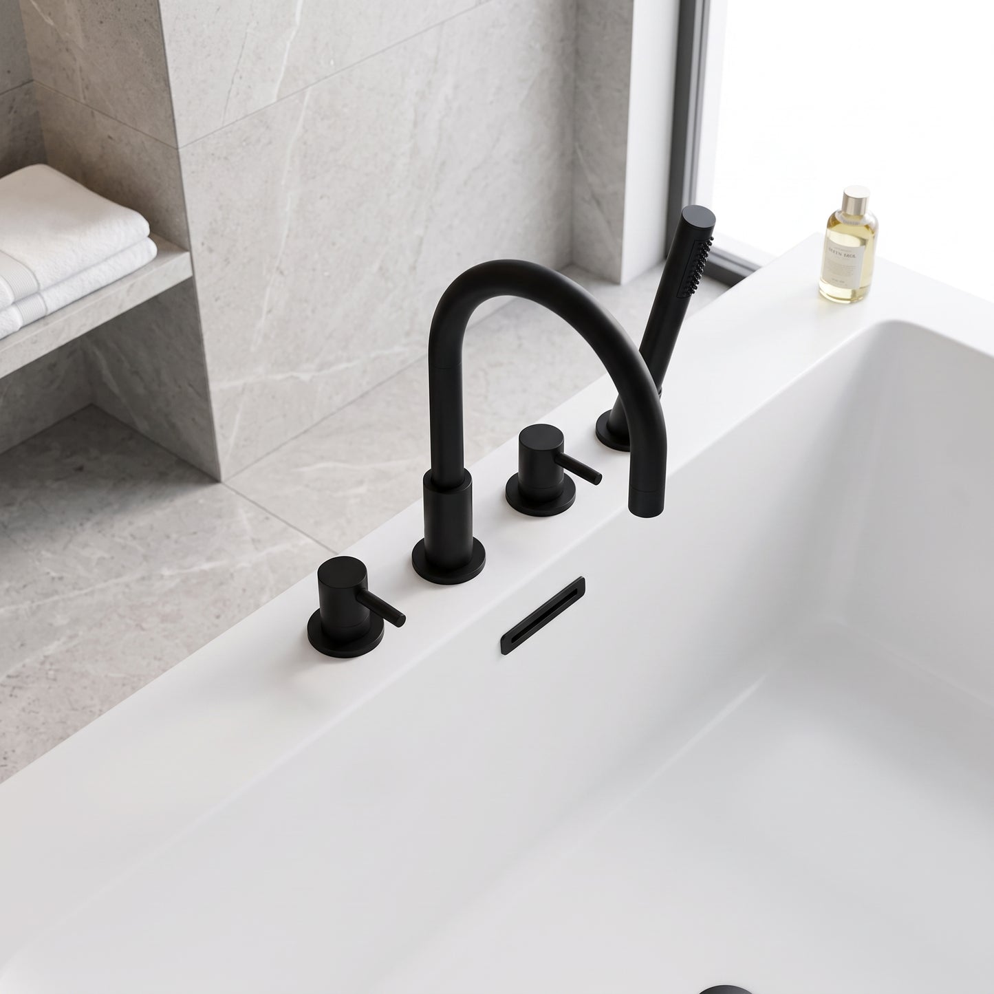Fairford Element Matt Black 4 Hole Bath Shower Mixer