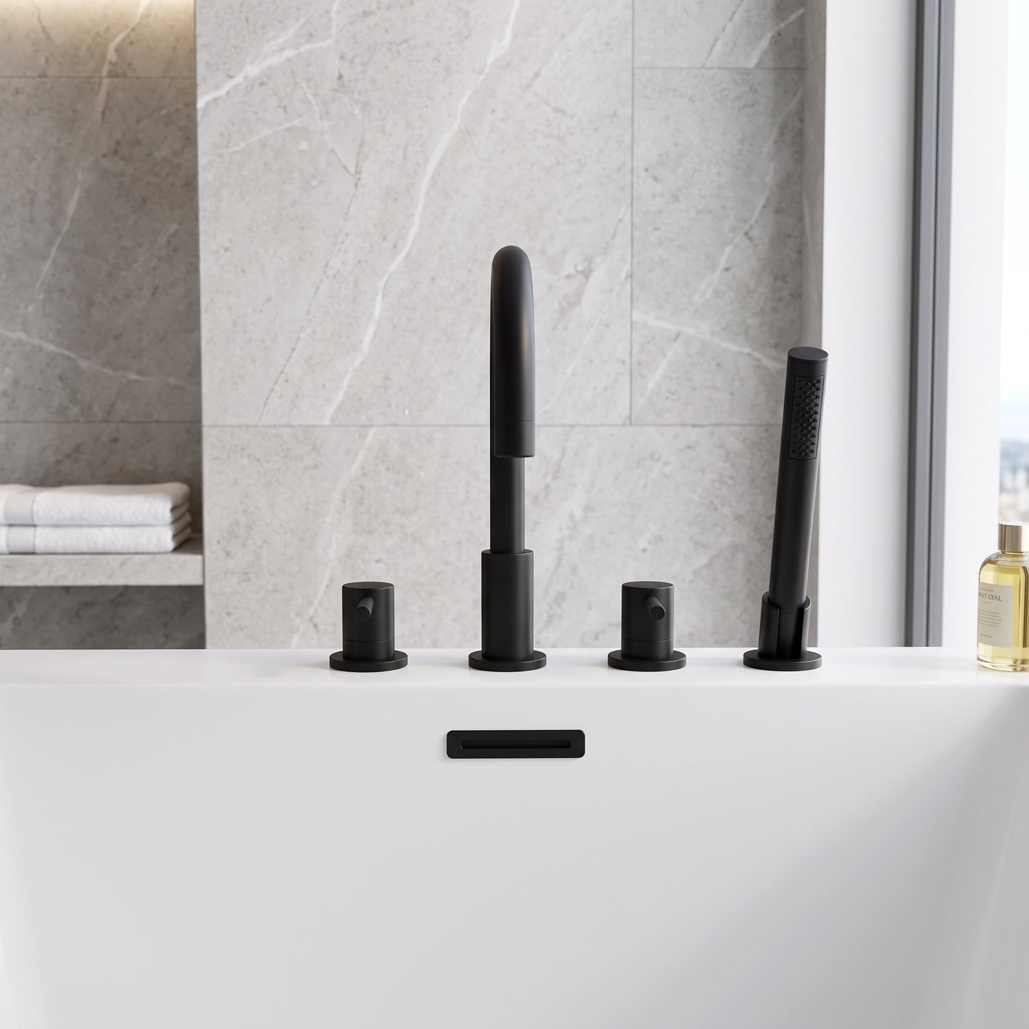 Fairford Element Matt Black 4 Hole Bath Shower Mixer