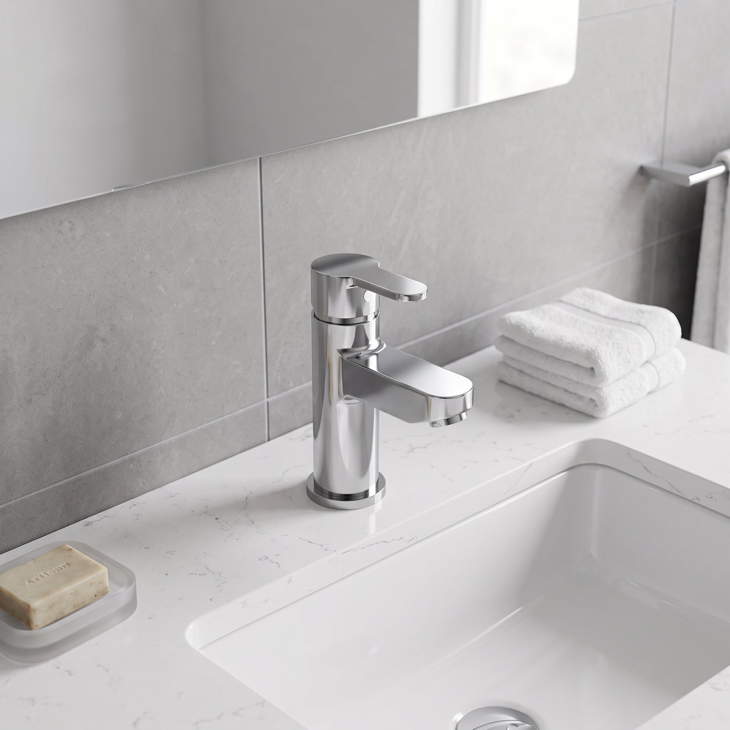 Fairford Fern Basin Mixer with Push Button Waste