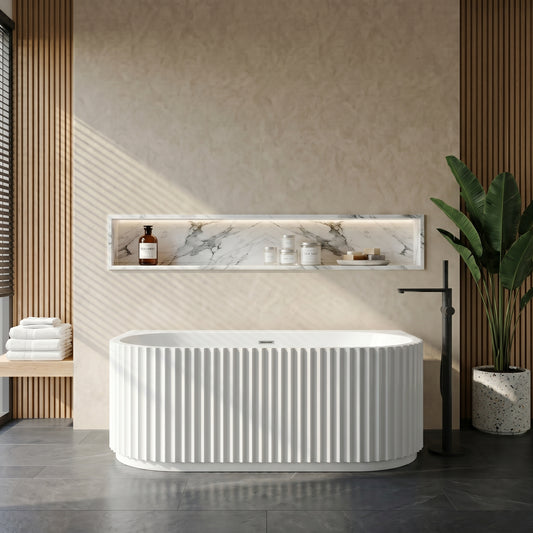Fairford Fluted Back To Wall 1600 x 780 x 580mm Freestanding Bath
