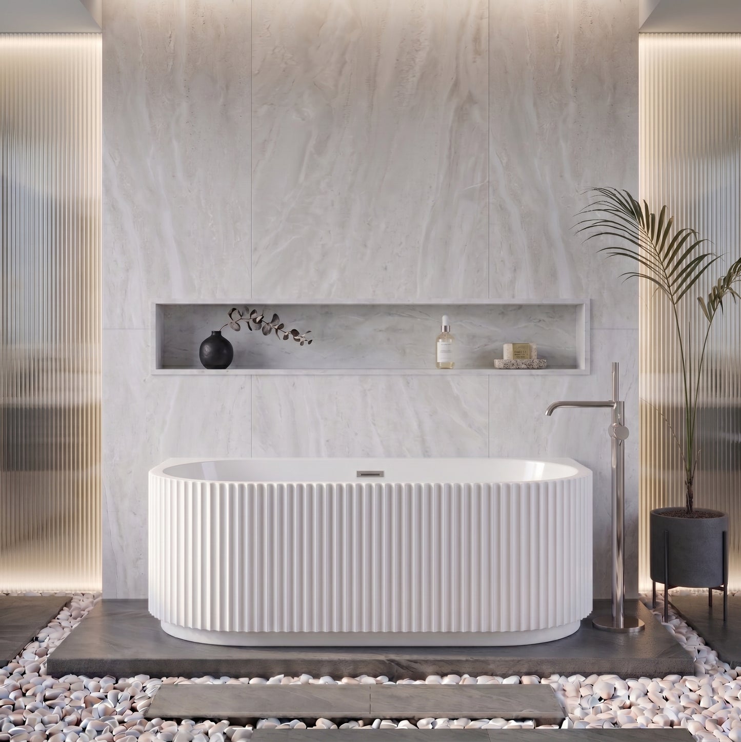 Fairford Fluted Back To Wall 1700 x 780 x 580mm Freestanding Bath