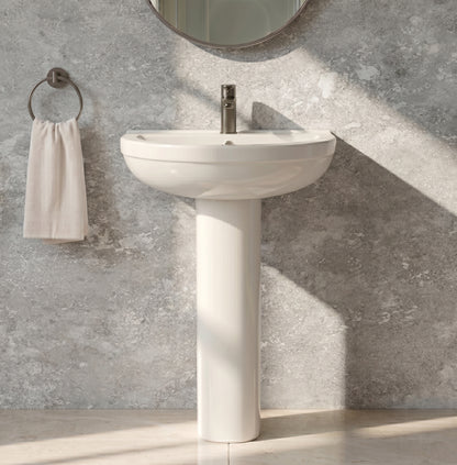 Fairford Gravo 550mm 1TH Basin and Full Pedestal