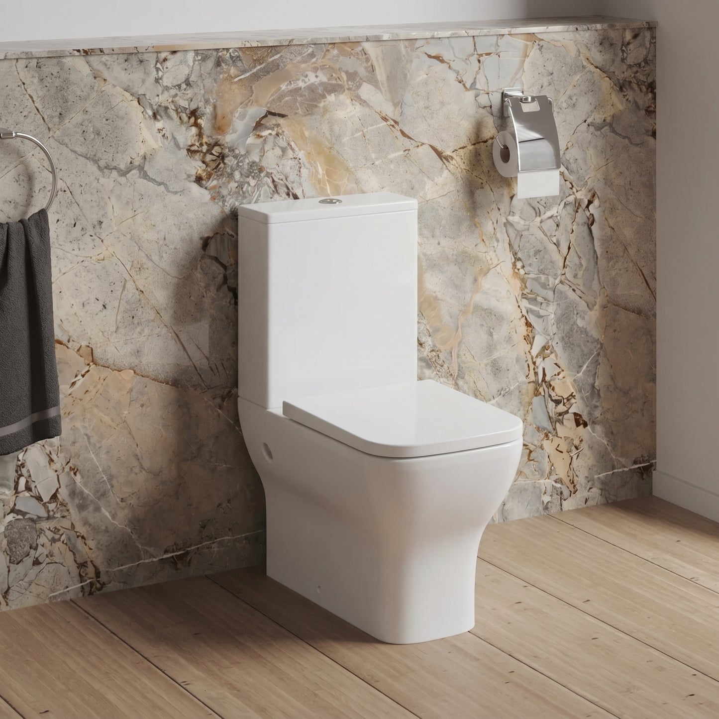 Fairford Grove Fully Flush To Wall Close Coupled Toilet with Soft Close Seat