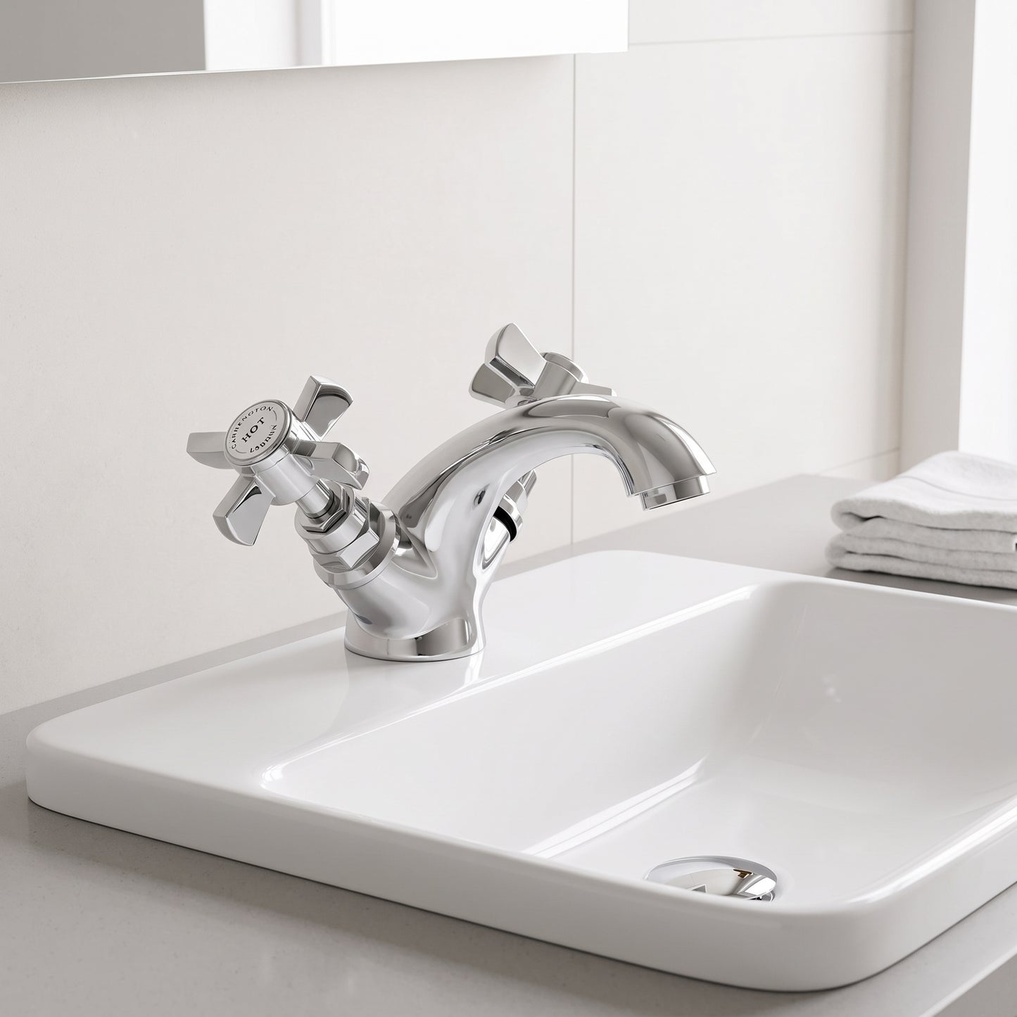 Fairford Harrow Basin Mixer with Push Button Waste