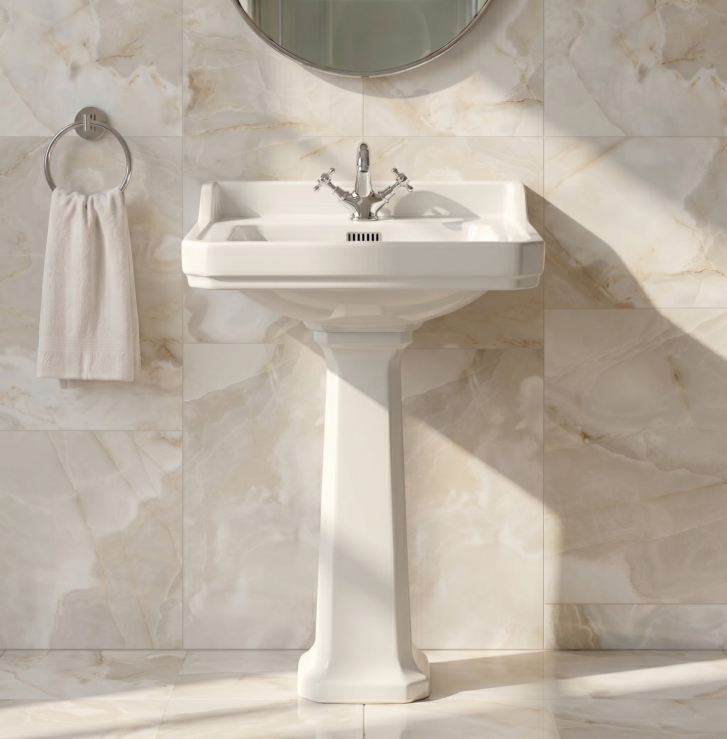 Fairford Hexam 600mm 1TH Basin and Full Pedestal