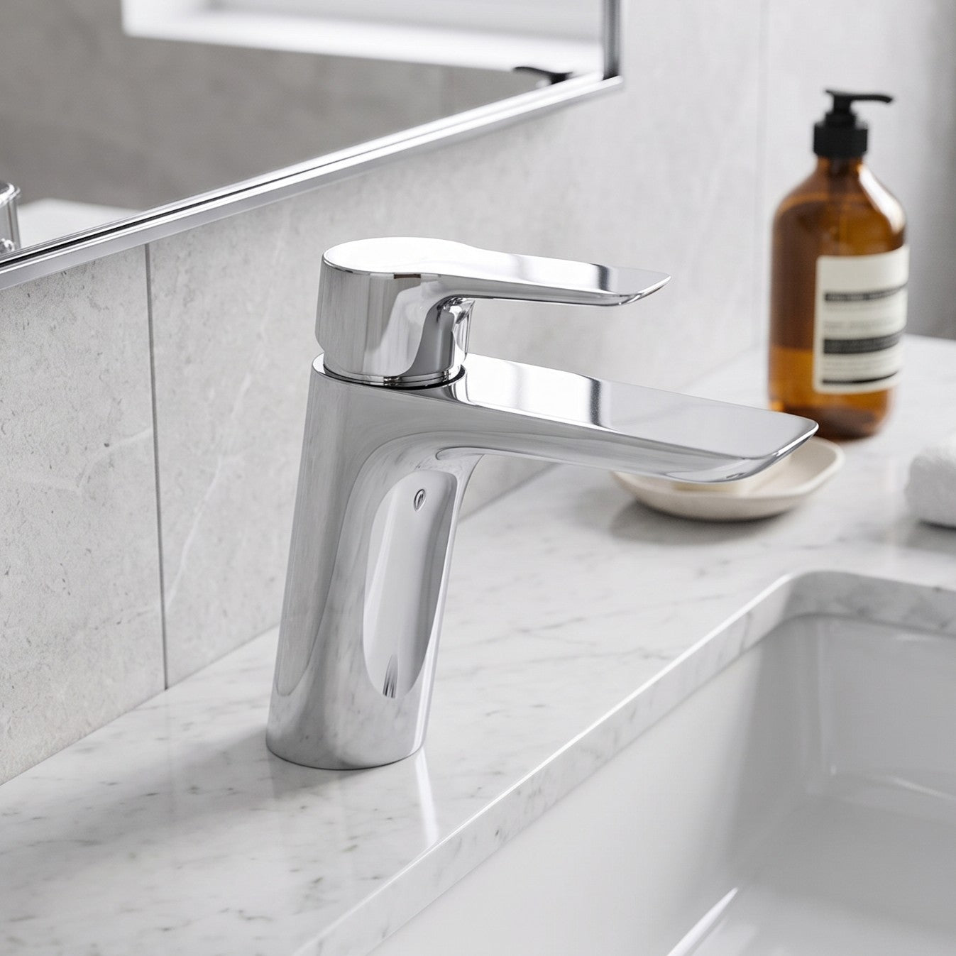 Fairford Icon1 Basin Mixer with Push Button Waste