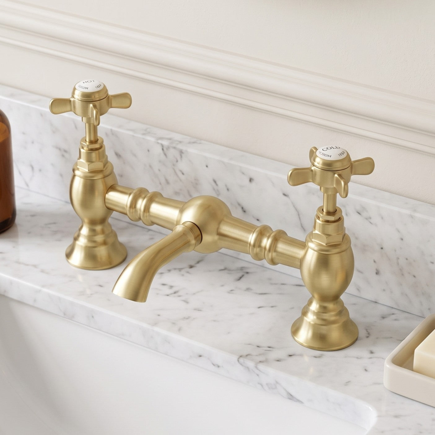 Fairford Kensington Brushed Brass 2 Hole Basin Mixer