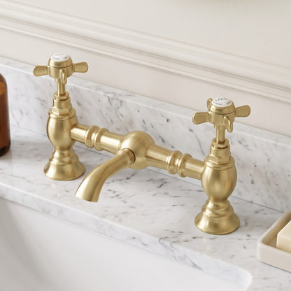 Fairford Kensington Brushed Brass 2 Hole Basin Mixer