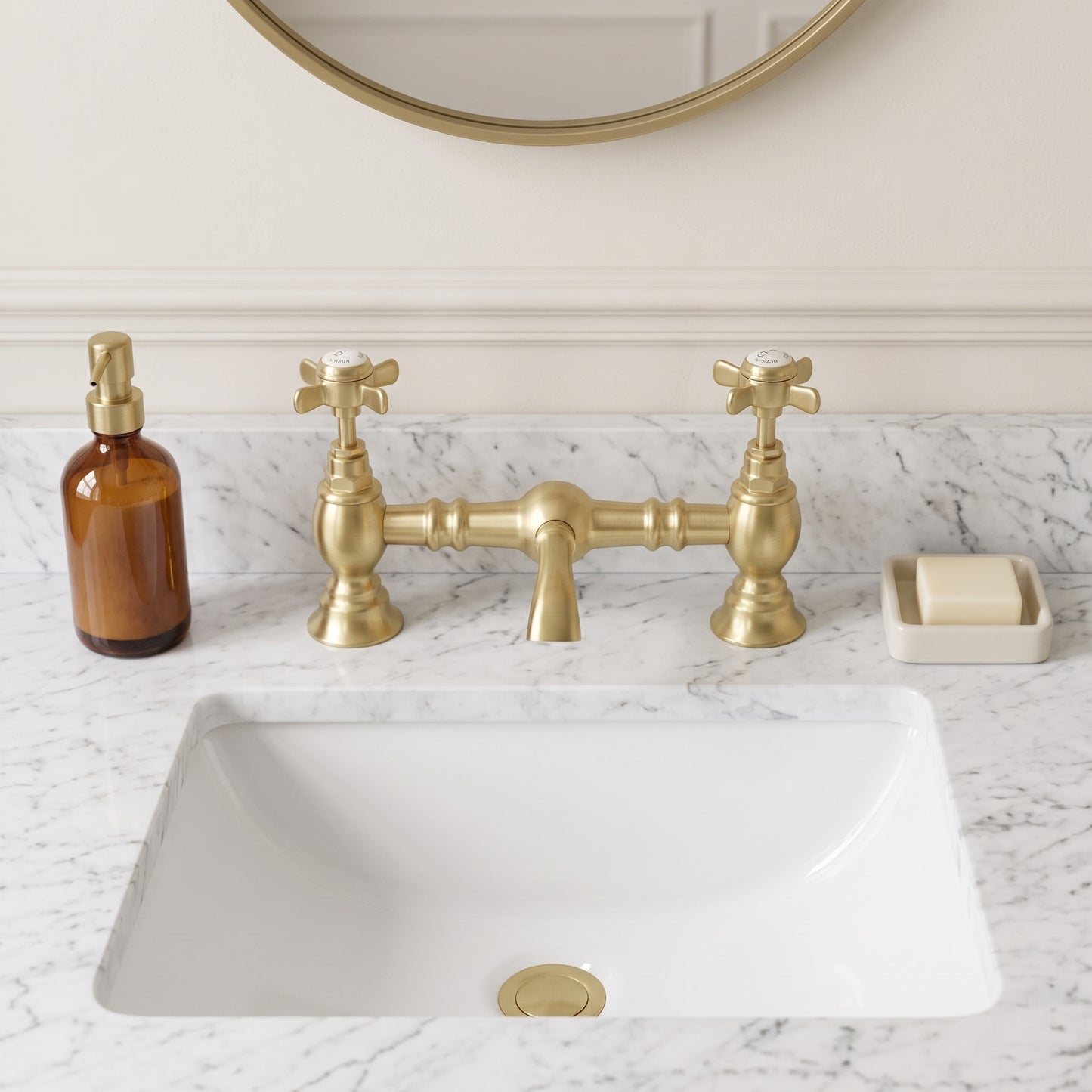 Fairford Kensington Brushed Brass 2 Hole Basin Mixer