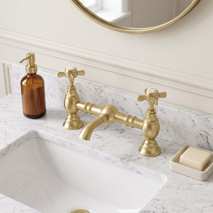 Fairford Kensington Brushed Brass 2 Hole Basin Mixer