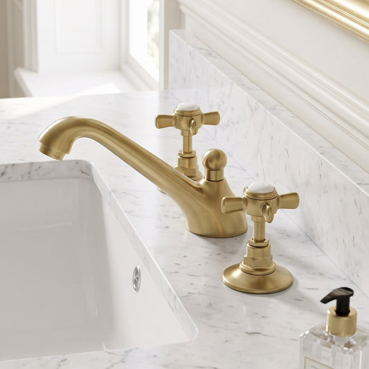 Fairford Kensington Brushed Brass 3 Hole Basin Mixer