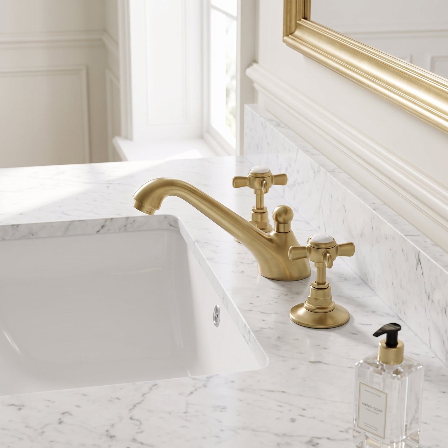 Fairford Kensington Brushed Brass 3 Hole Basin Mixer