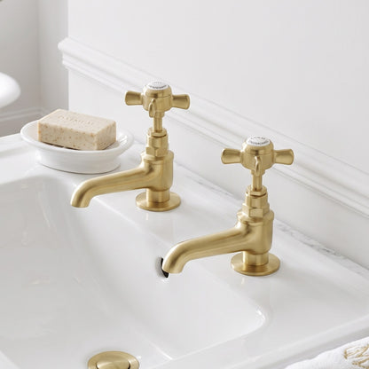 Fairford Kensington Brushed Brass Basin Pilar Taps