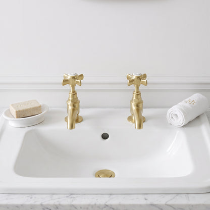 Fairford Kensington Brushed Brass Basin Pilar Taps