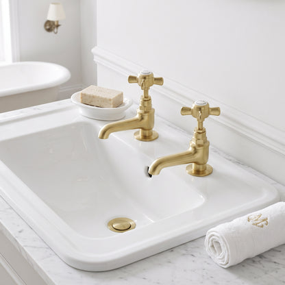 Fairford Kensington Brushed Brass Basin Pilar Taps