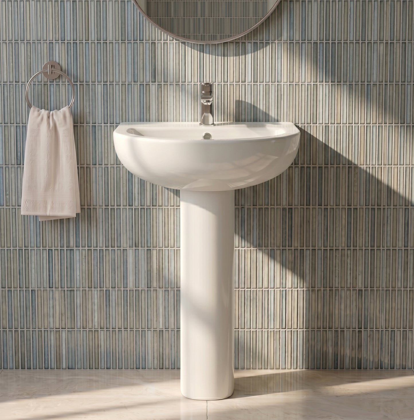 Fairford Kingsly 550mm 1 Tap Hole Basin with Full Pedestal