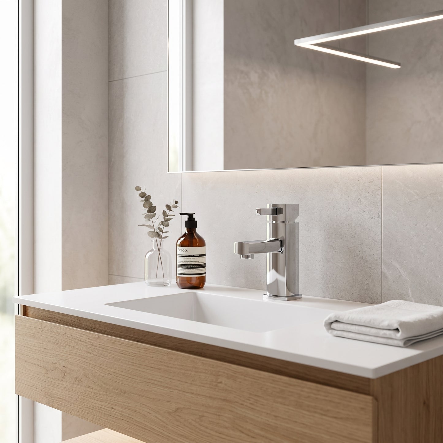 Fairford Kingswood Basin Mixer with Push Button Waste