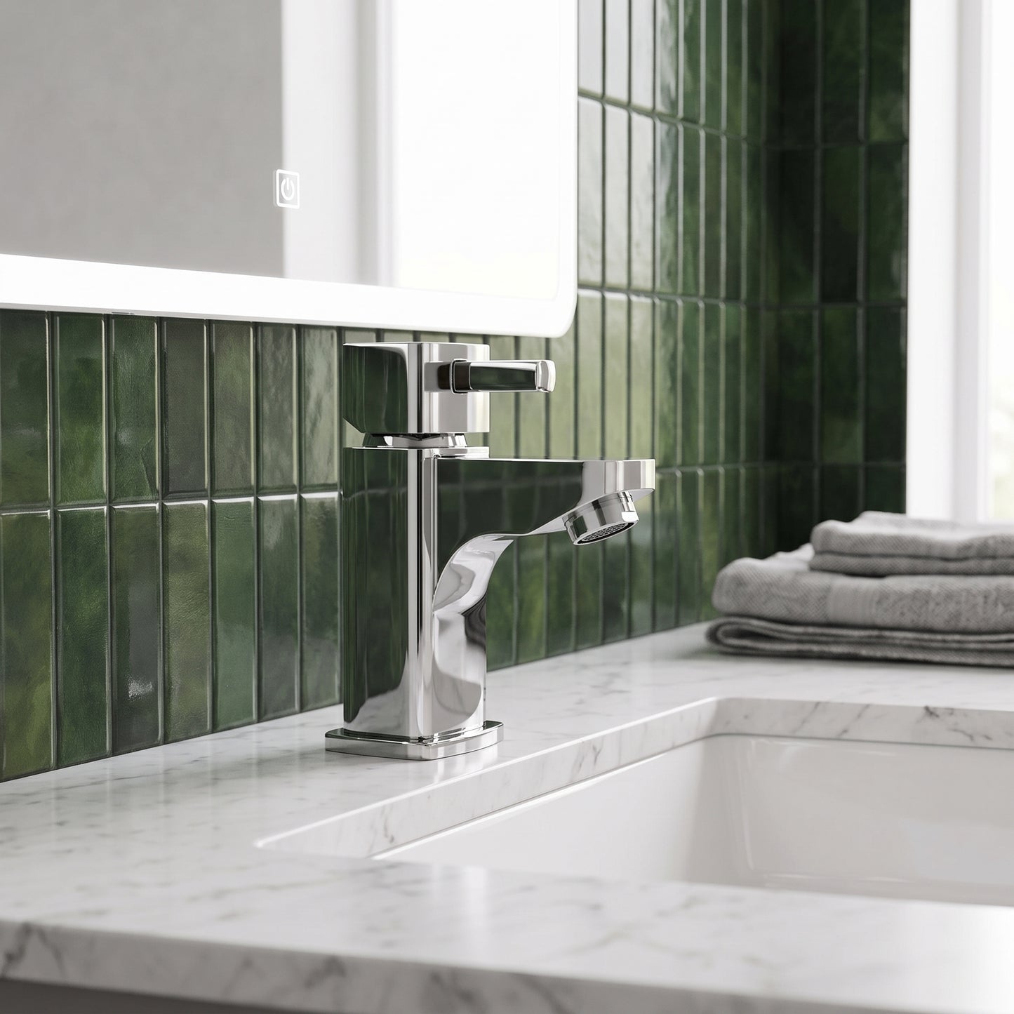 Fairford Kingswood Mini Basin Mixer with Push Button Waste