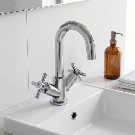 Fairford Lineka Basin Mixer with Push Button Waste