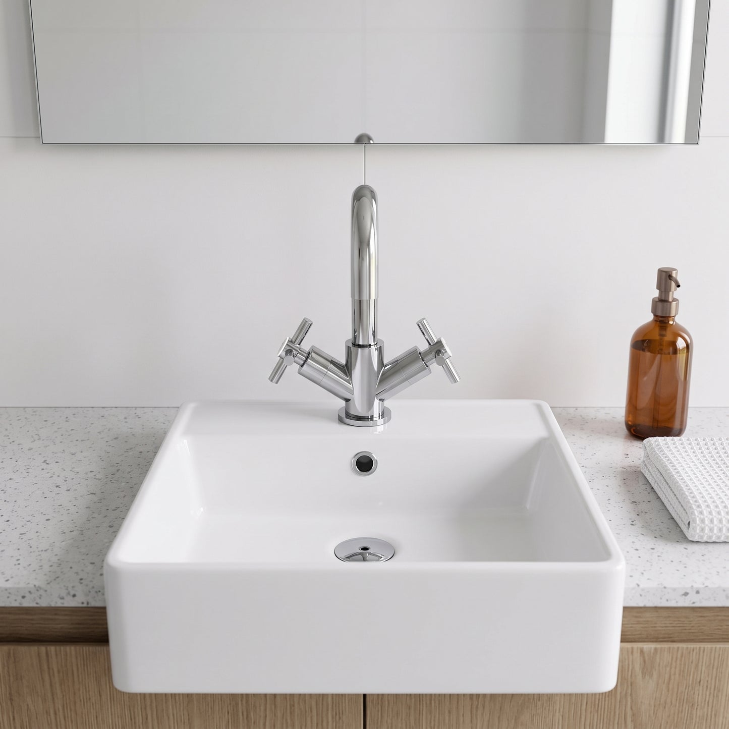 Fairford Lineka Basin Mixer with Push Button Waste
