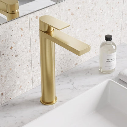 Fairford Loft Brushed Brass High Rise Basin Mixer