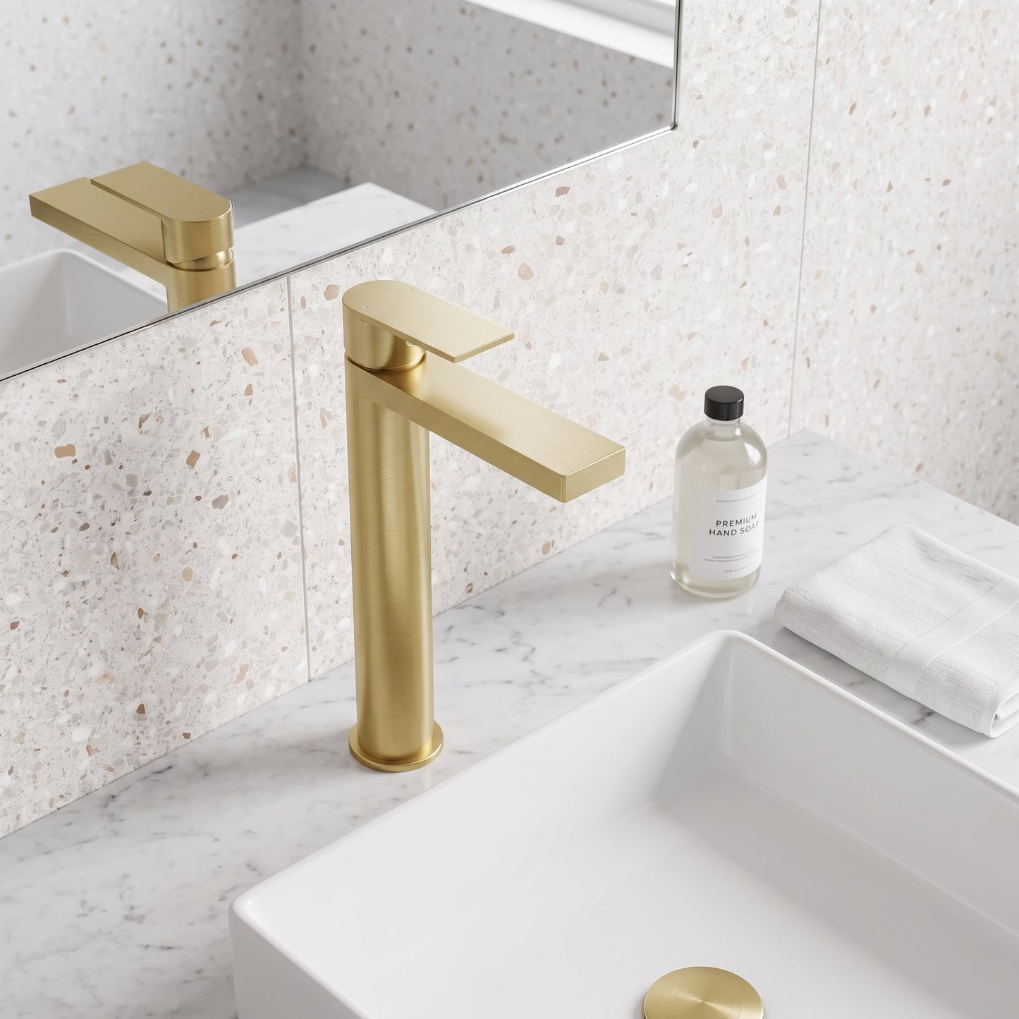 Fairford Loft Brushed Brass High Rise Basin Mixer