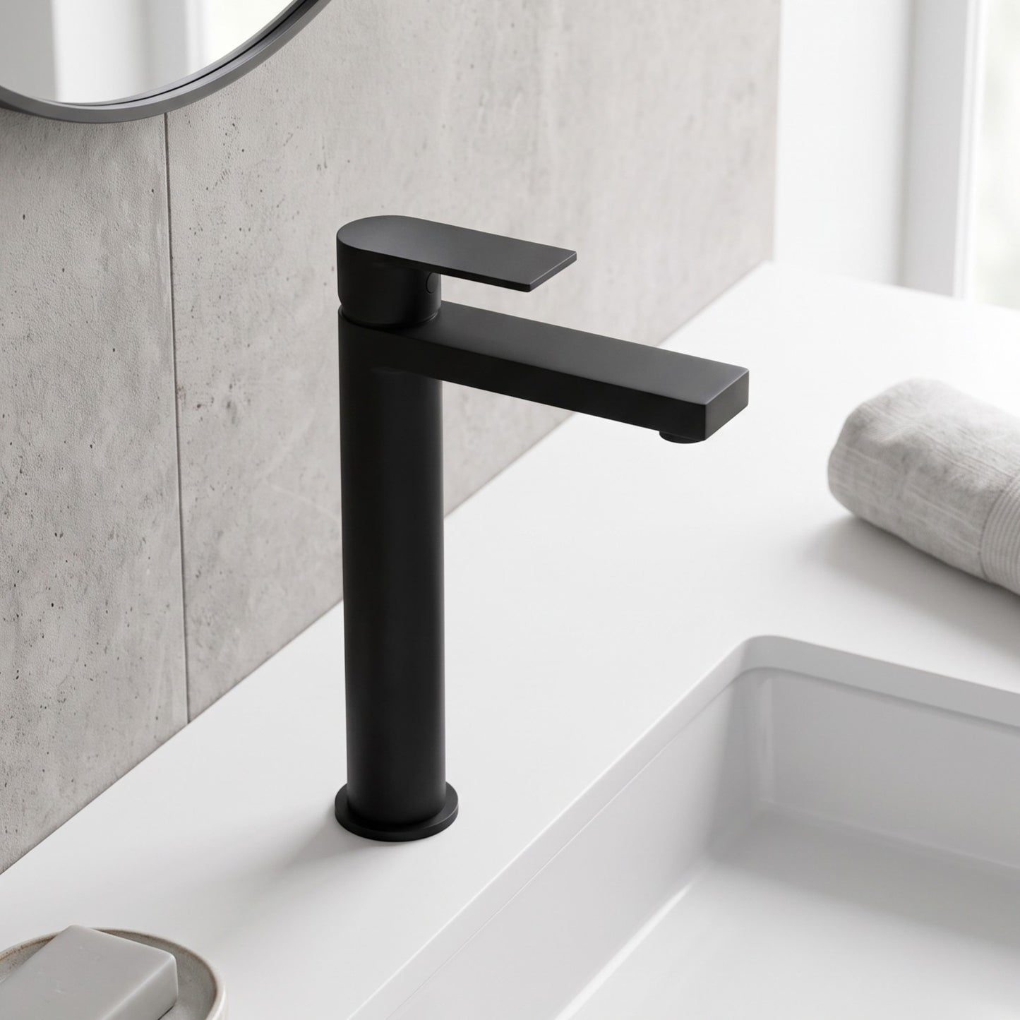 Fairford Loft Matt Black High Rise Basin Mixer