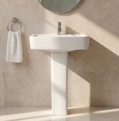 Fairford Mellow 520mm 1TH Basin and Full Pedestal