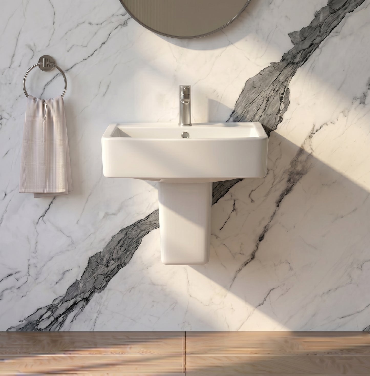 Fairford Mellow 520mm 1TH Basin and Semi-Pedestal