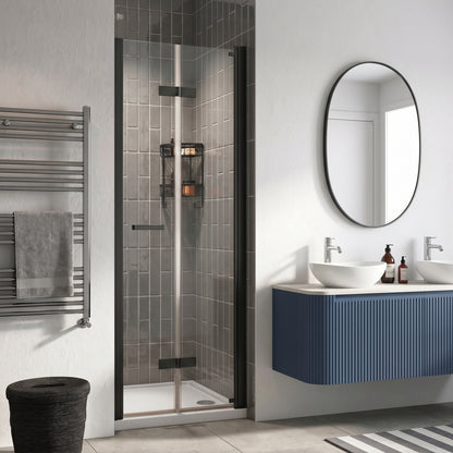 Fairford Pro 8 Black 1000mm Frameless 8mm Bi-Fold Shower Door