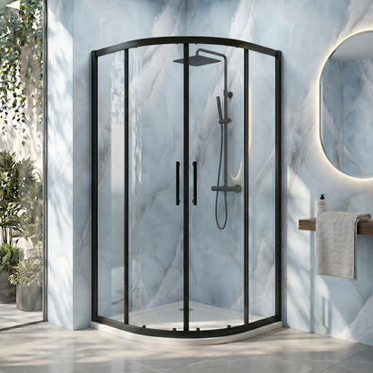 Fairford Pro 8mm 1000 x 1000mm Matt Black Quadrant Enclosure