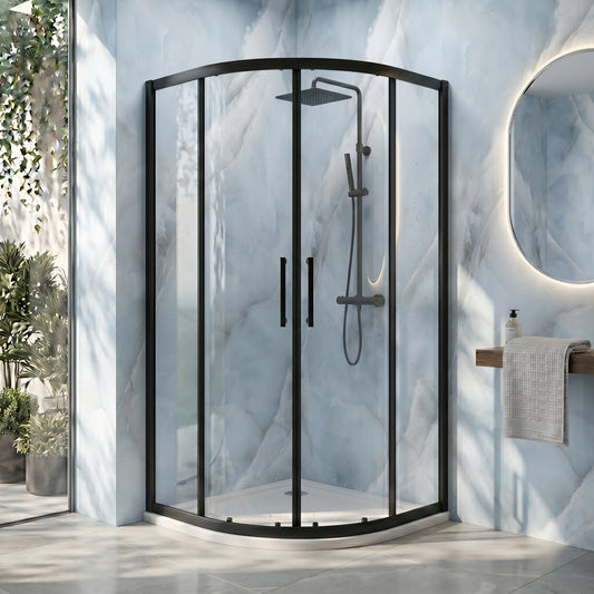 Fairford Pro 8mm 1000 x 1000mm Matt Black Quadrant Enclosure