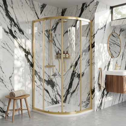 Fairford Pro 8mm 900 x 900mm Brushed Brass Quadrant Enclosure