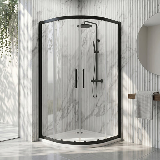 Fairford Pro 8mm 900 x 900mm Matt Black Quadrant Enclosure