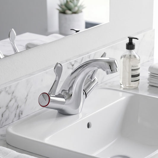 Fairford Quarter Turn Basin Mixer with Push Button Waste