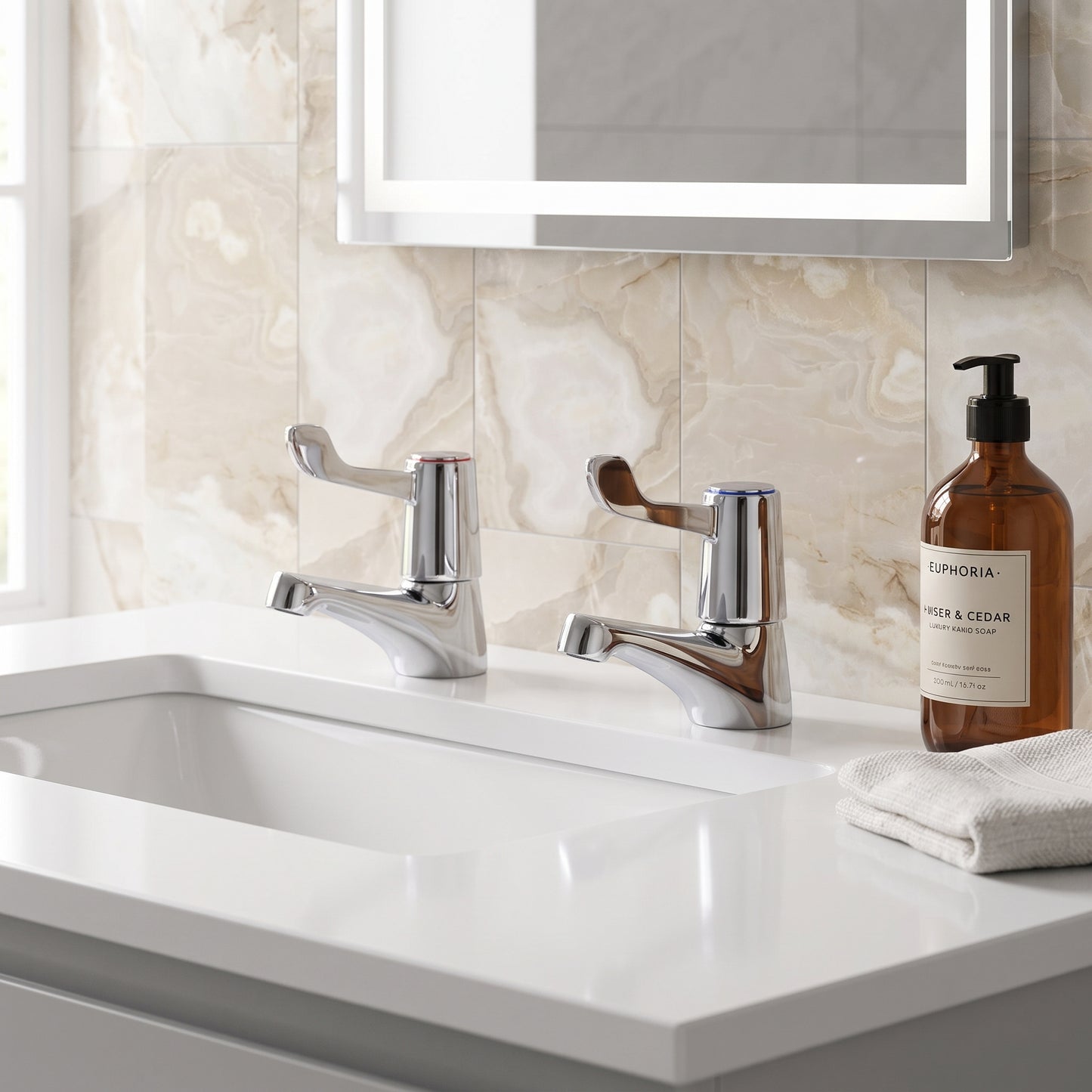 Fairford Quarter Turn Lever Taps Basin Pillar Taps