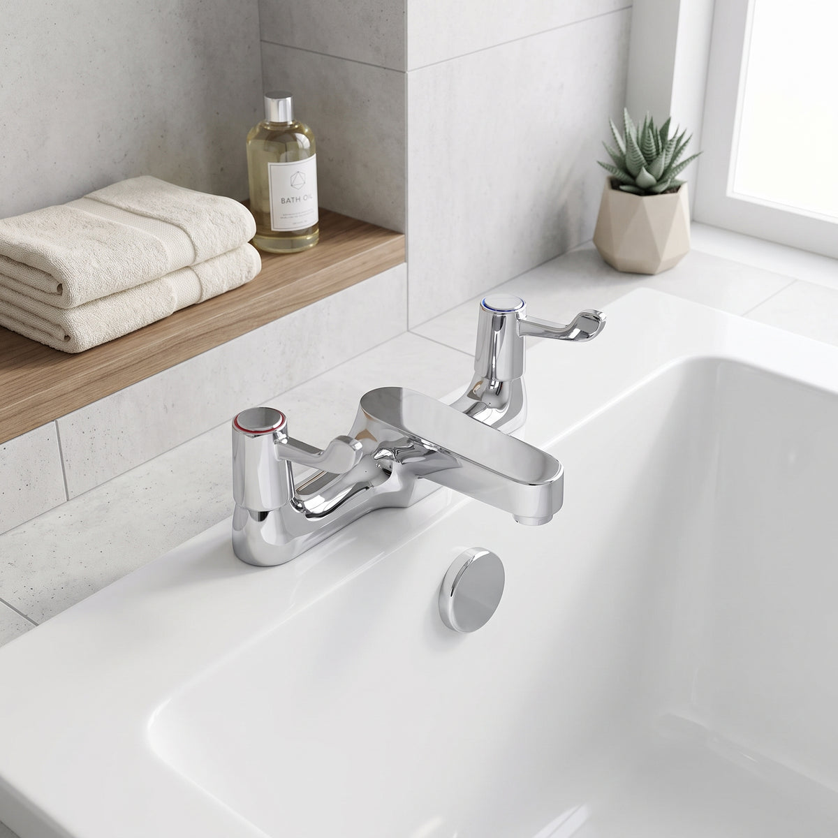 Fairford Quarter Turn Lever Taps Bath Filler