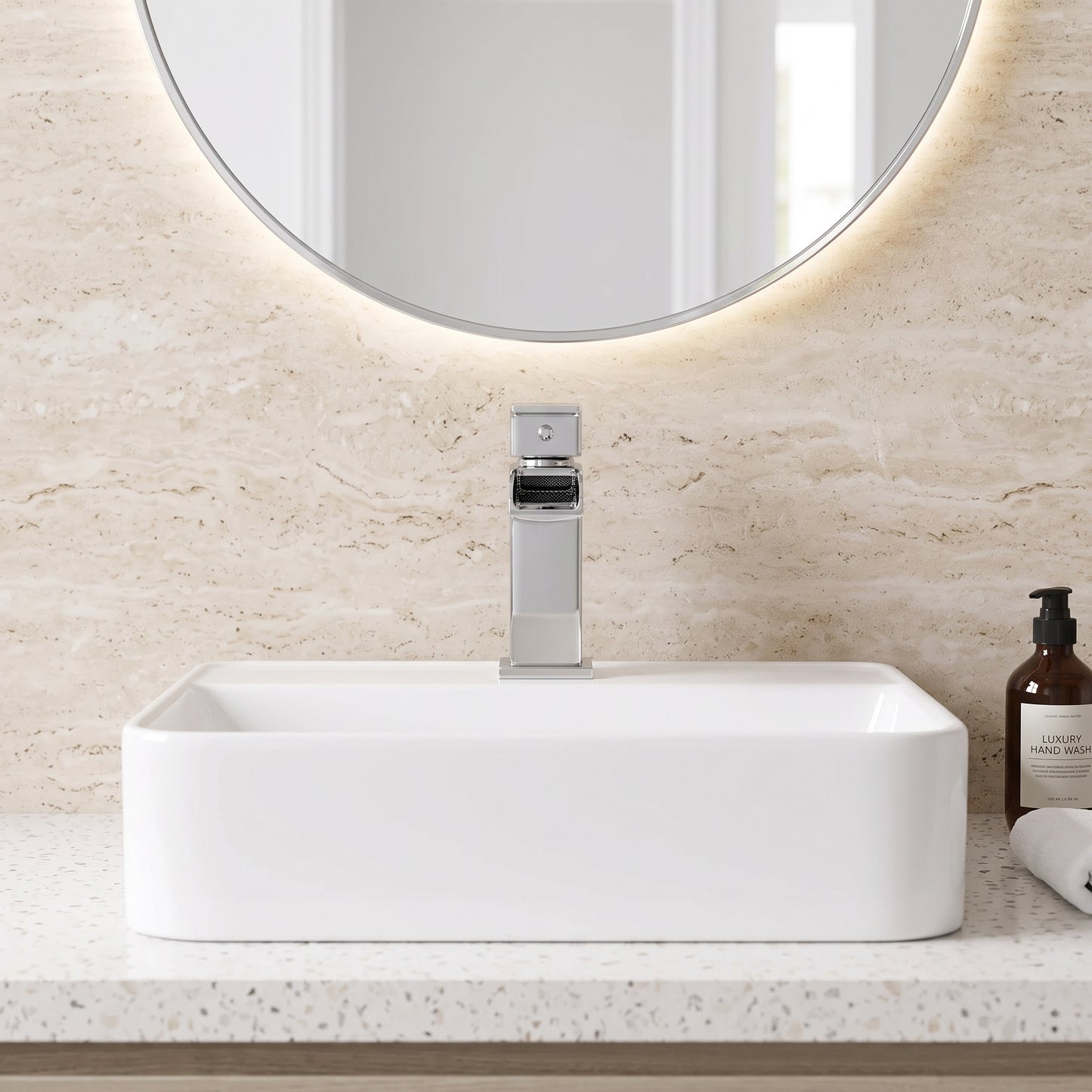 Fairford Rena Basin Mixer with Push Button Waste