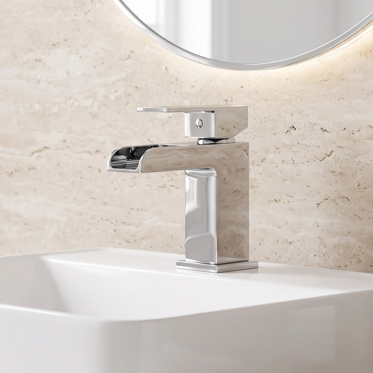 Fairford Rena Basin Mixer with Push Button Waste