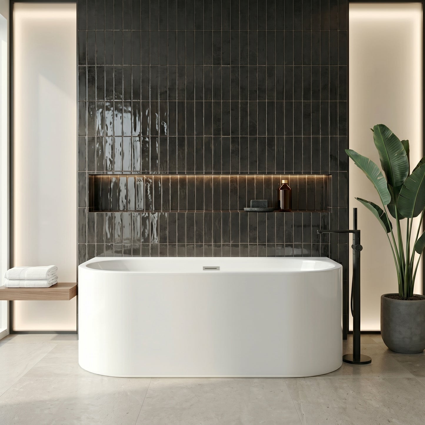 Fairford Rimini Back To Wall 1600 x 780 x 590mm Freestanding Bath