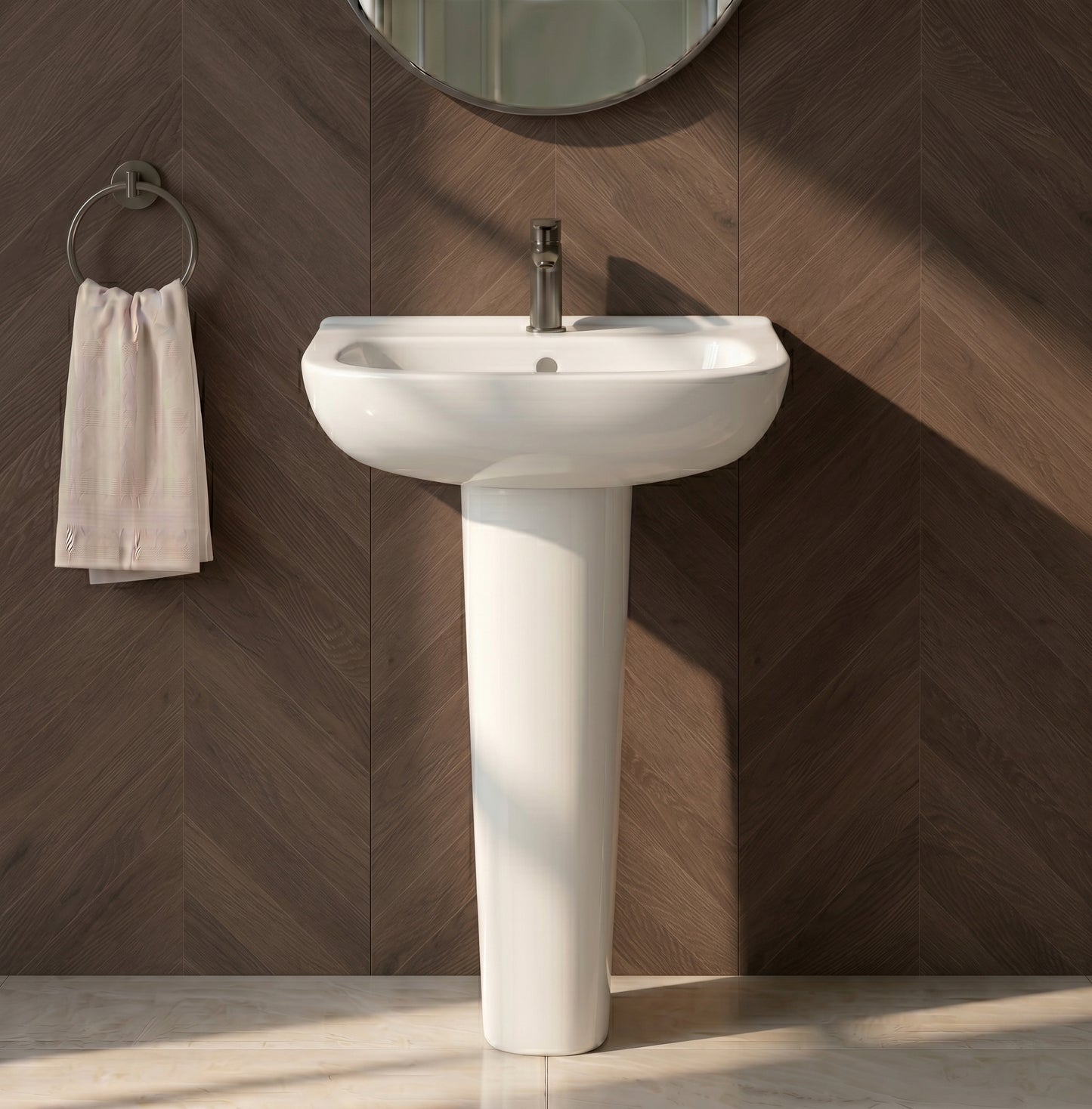 Fairford Roda 450mm 1 Tap Hole Basin with Full Pedestal