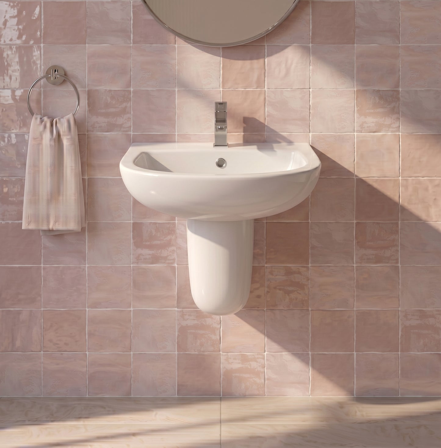 Fairford Roda 450mm 1 Tap Hole Basin with Semi Pedestal