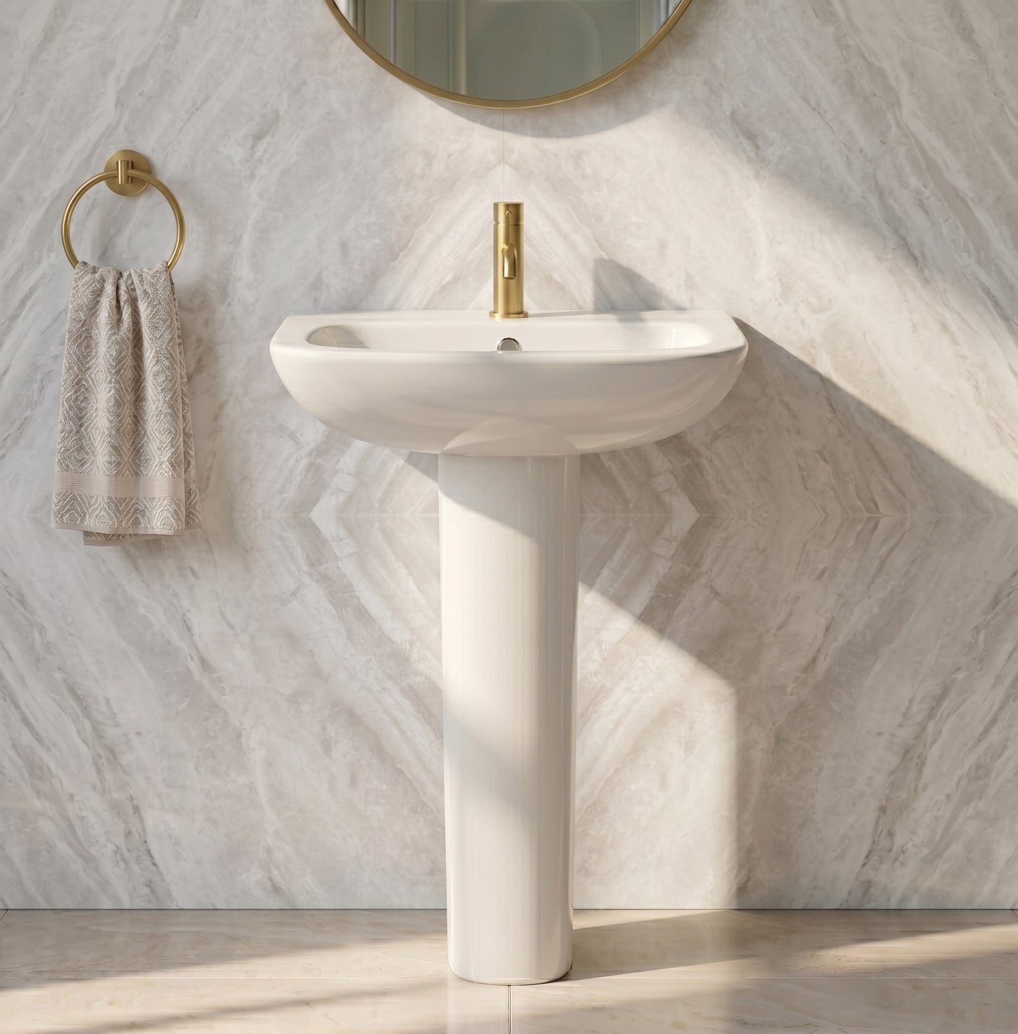 Fairford Roda 500mm 1 Tap Hole Basin with Full Pedestal