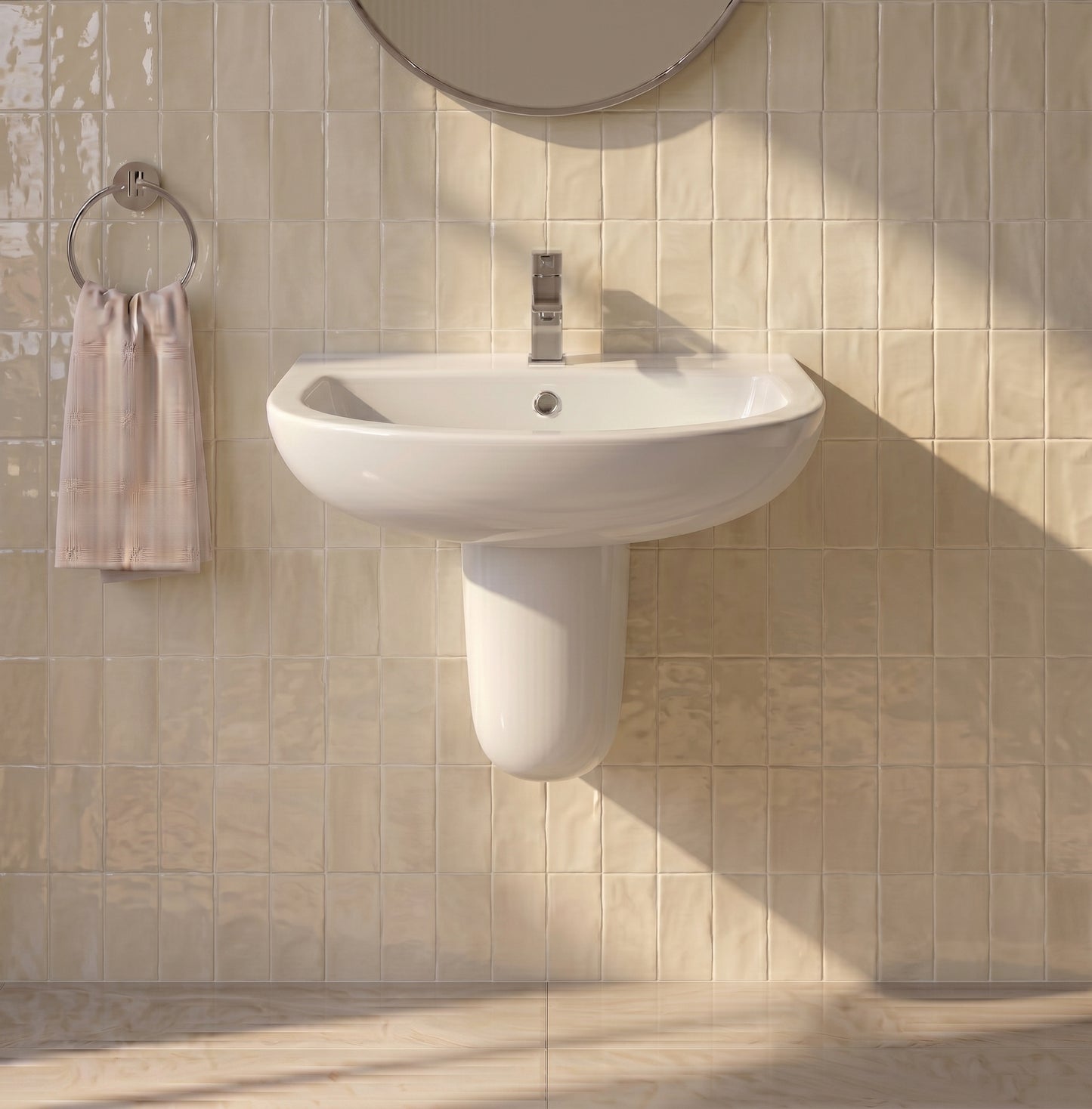 Fairford Roda 500mm 1 Tap Hole Basin with Semi Pedestal