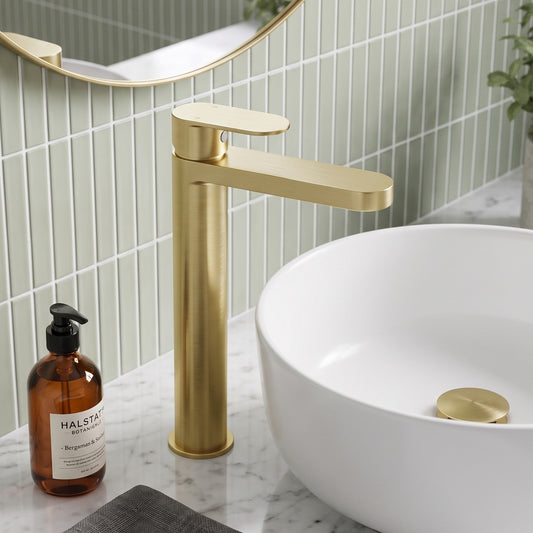 Fairford Sienne Brushed Brass High Rise Basin Mixer