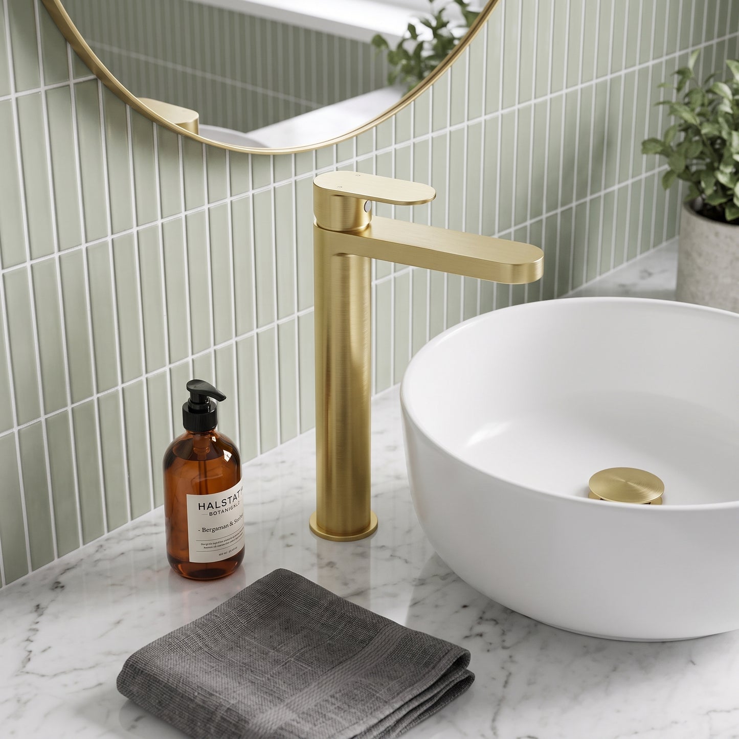 Fairford Sienne Brushed Brass High Rise Basin Mixer