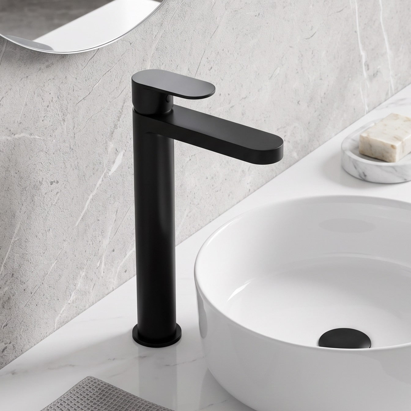 Fairford Sienne Matt Black High Rise Basin Mixer