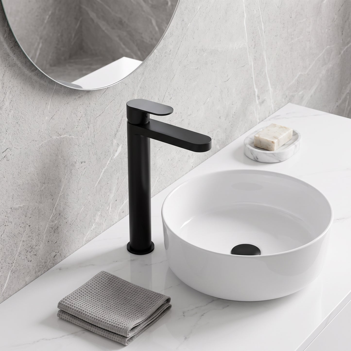 Fairford Sienne Matt Black High Rise Basin Mixer