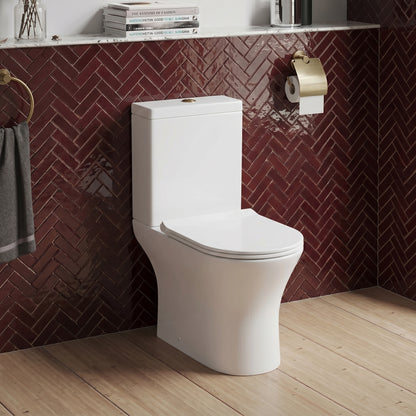 Fairford Tiene Rimless Open Back Close Coupled Toilet with Wrapover Soft Close Seat